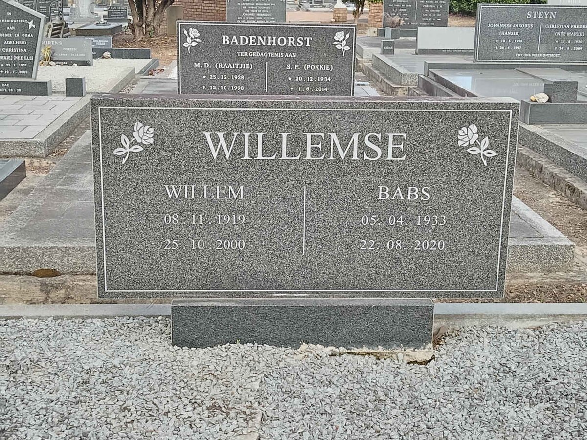 WILLEMSE Willem 1919-2000 &amp; Babs 1933-2020
