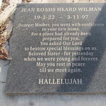 WILMAN Jean Roads Heard 1922-1997