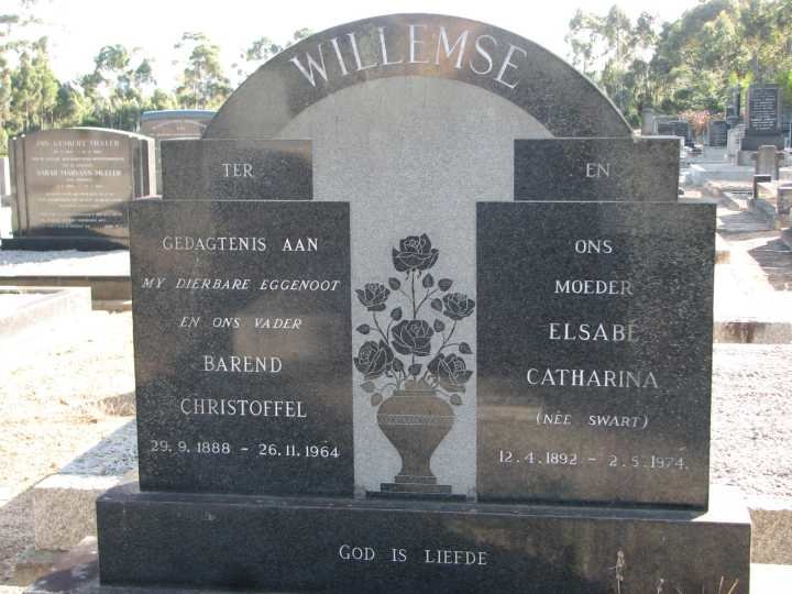 WILLEMSE Barend Christoffel  1888-1964 &amp; Elsabe Catharina SWART 1892-1974