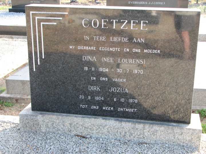 COETZEE Dirk Jozua 1904-1978 &amp; Dina LOURENS 1904-1970