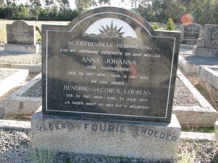 FOURIE Hendrik Jacobus Lourens 1900-1973 &amp; Anna Johanna HUDDLESTONE 1900-1954