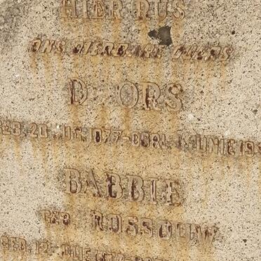 KRIEL Doors 1877-19?? &amp; Babbie ROSSOUW 1870-1941