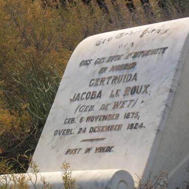 ROUX Gertruida Jacoba, le nee DE WET 1875-1924