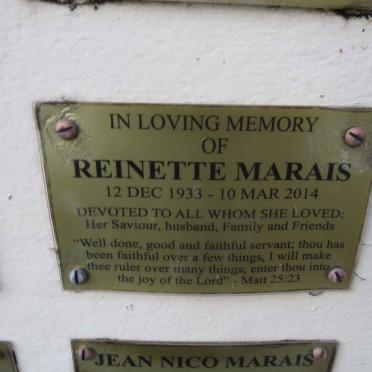 MARAIS Reinette 1933-2014