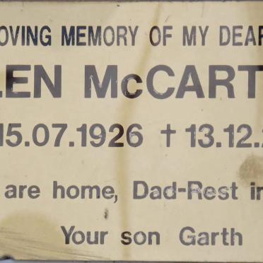 McCARTHY Len 1926-2004