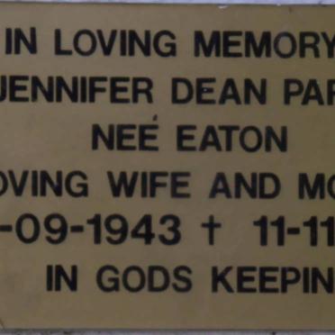 PARKER Jennifer Dean nee EATON 1943-2002