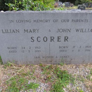 SCORER John William 1905-1986 &amp; Lilian Mary 1913-1993