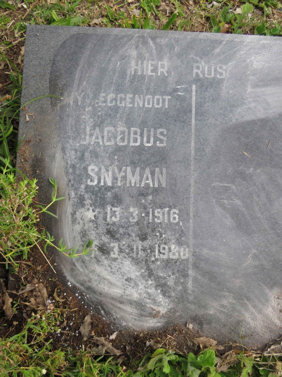 SNYMAN Jacobus 1916-1980