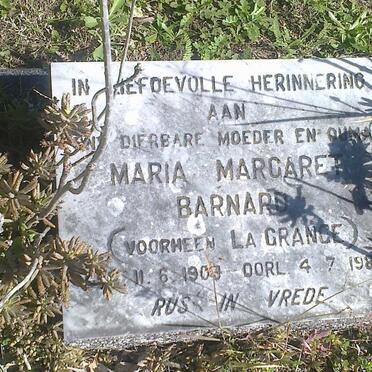 BARNARD Maria Margaret formerly LA GRANGE 1903-1982