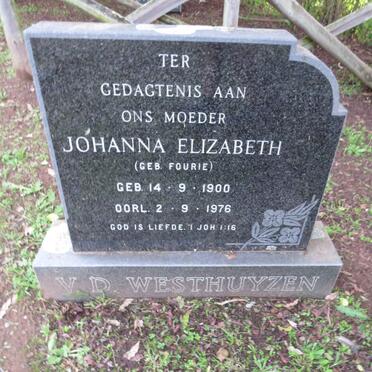 WESTHUYZEN Johanna Elizabeth, v.d. nee FOURIE 1900-1976