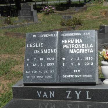 ZYL Leslie Desmond, van 1924-1999 &amp; Hermina Petronella Magrieta 1930-2012