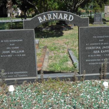 BARNARD John William 1903-1981 &amp; Christina Jacomina KAPP 1904-1972