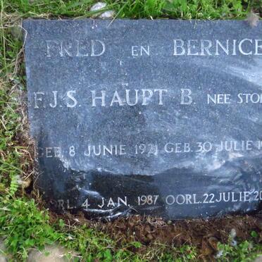 HAUPT F.J.S. 1921-1987 &amp; Bernice STOKES 1927-2000