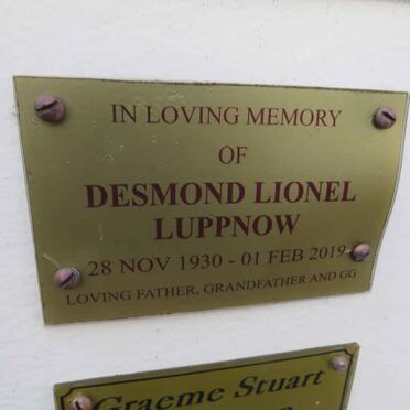 LUPPNOW Desmond Lionel 1930-2019
