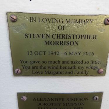 MORRISON Steven Christopher 1942-2016