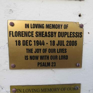 DUPLESSIS Florence Sheasby 1944-2006