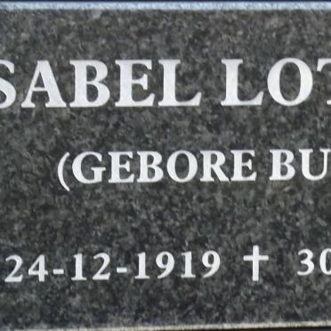 LOTTER Isabel nee BUYS 1919-2010