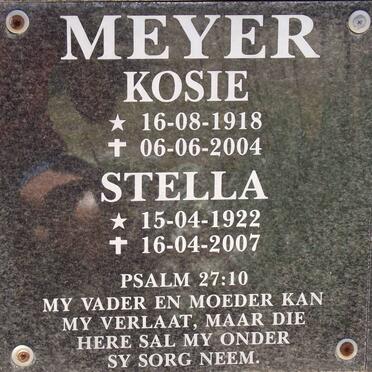 MEYER Kosie 1918-2004 &amp; Stella 1922-2007