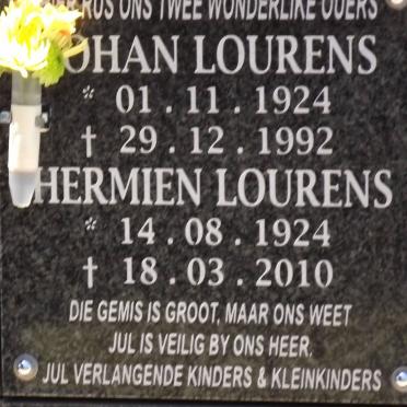 LOURENS Johan 1924-1992 &amp; Hermien 1924-2010