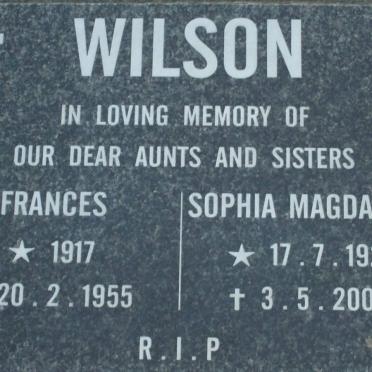 WILSON Frances 1917-1955 :: WILSON Sophia Magdalena 1921-2000