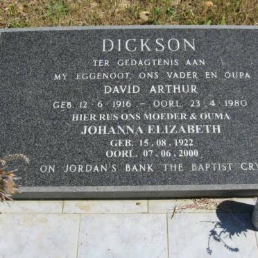 DICKSON David Arthur 1916-1980 &amp; Johanna Elizabeth 1922-2000