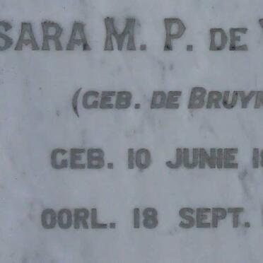 VILLIERS Susara M.P., de nee DE BRUYN 1849-1934