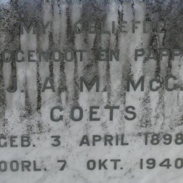 GOETS J.A.M. McG. 1898-1940