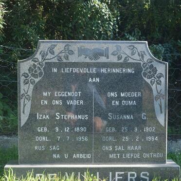 VILLIERS Izak Stephanus, de 1890-1956 & Susanna G. 1902-1994
