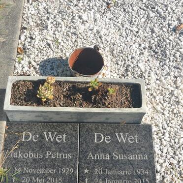 WET Jacobus Petrus, de 1929-2015 & Anna Susanna 1934-2015