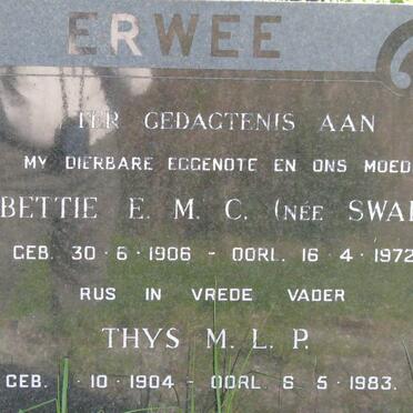 ERWEE M.L.P. 1904-1983 &amp; E.M.C. SWART 1906-1972