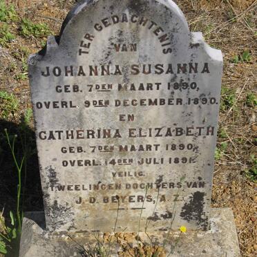 BEYERS Johanna Susanna 1890-1890 :: BEYERS Catherina Elizabeth 1890-1891