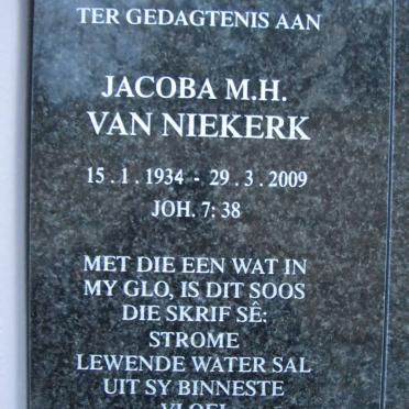 NIEKERK Jacoba M.H. van 1934-2009