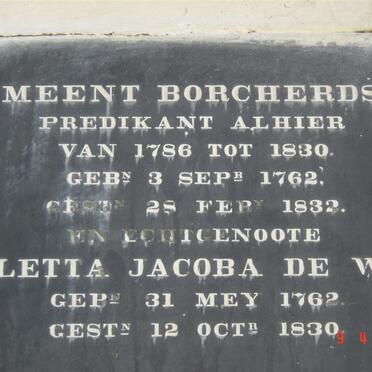 BORCHERDS Meent 1762-1832 &amp; Aletta Jacoba DE WIT 1762-1830