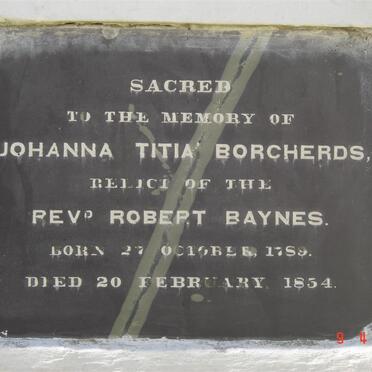 BAYNES Johanna Titia nee BORCHERDS 1789-1854