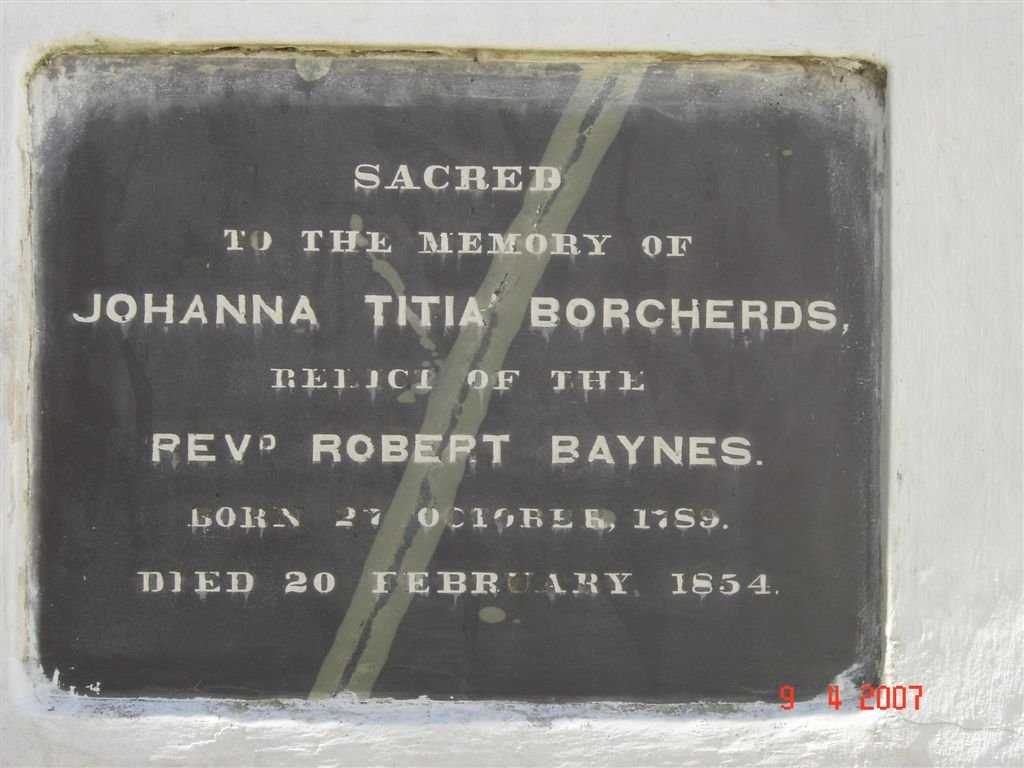 BAYNES Johanna Titia nee BORCHERDS 1789-1854