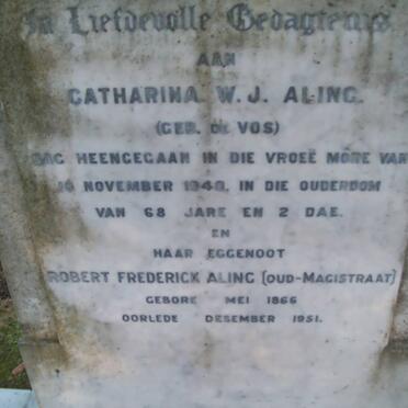 ALING Robert Frederick 1866-1951 &amp; Catharina W.J. DE VOS -1948