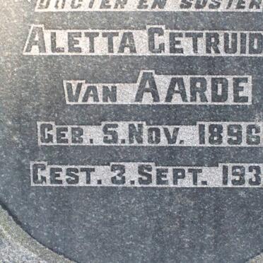 AARDE Aletta Gertruida, van 1896-1932