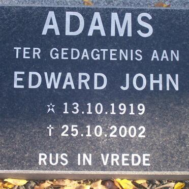 ADAMS Edward John 1919-2002