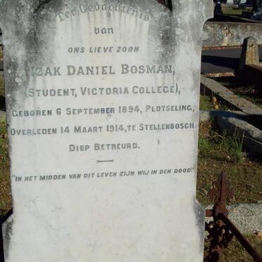 BOSMAN Izak Daniel 1894-1914