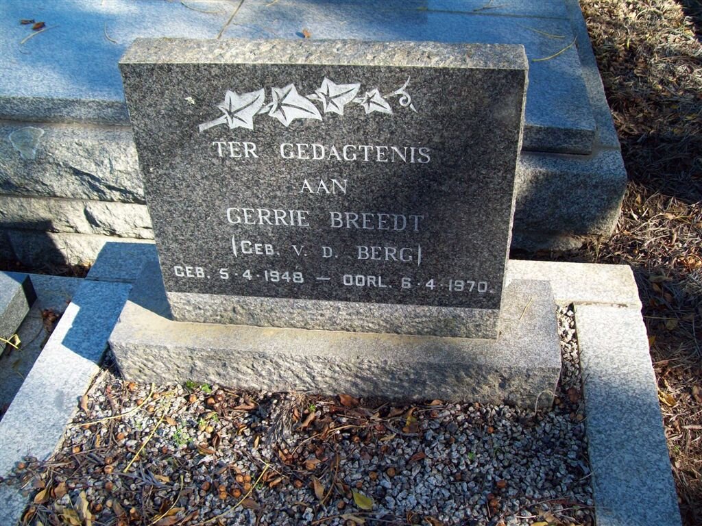 BREEDT Gerrie nee V.D. BERG 1948-1970