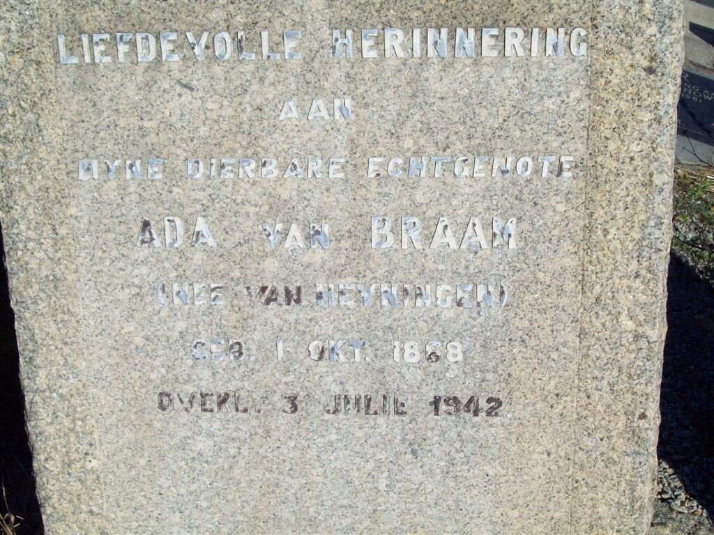 BRAAM Ada, van nee VAN HEYNINGEN 1888-1942