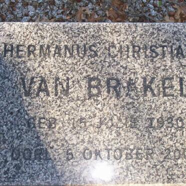BRAKEL Hermanus Christiaan, van 1930-2001