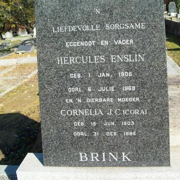 BRINK Hercules Enslin 1905-1969 &amp; Cornelia J.C. 1903-1985