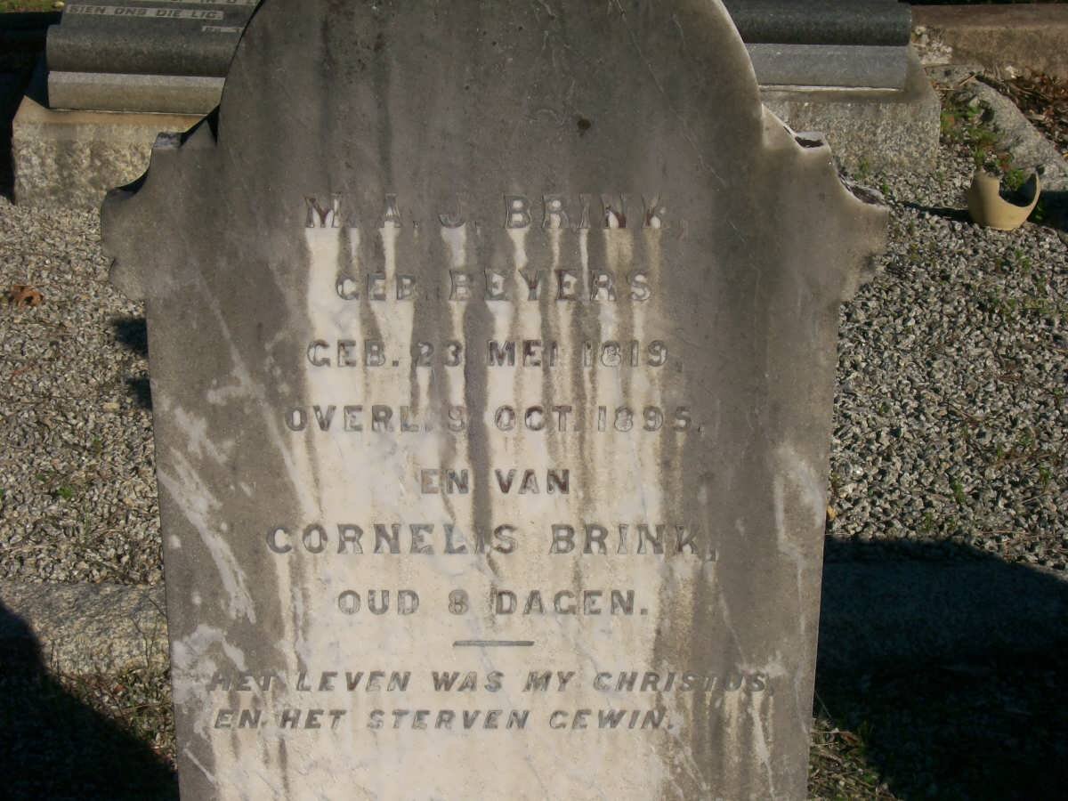 BRINK M.A.J. nee BEYERS 1819-1895 :: BRINK Cornelis
