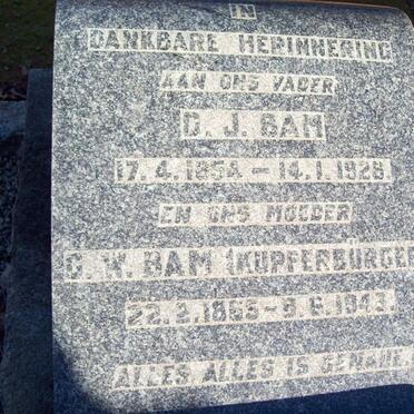 BAM D.J. 1854-1928 &amp; G.W. KUPFERBURGER 1865-1943