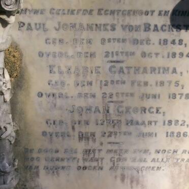 BACKSTROM Paul Johannes, von 1848-1894