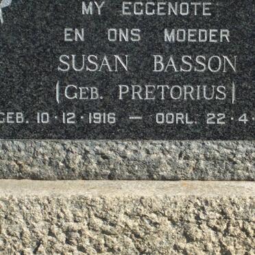 BASSON Susan nee PRETORIUS 1916-1967