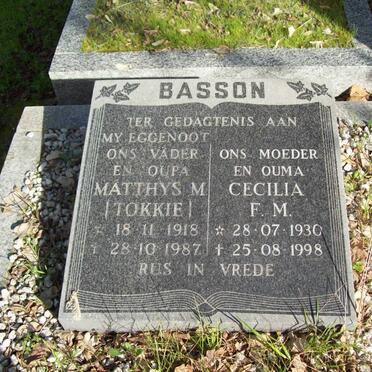 BASSON Matthys M. 1918-1987 &amp; Cecilia F.M. 1930-1998