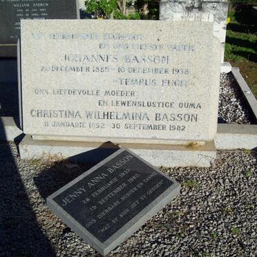 BASSON Johannes 1885-1938 &amp; Christina Wilhelmina BASSON 1892-1982 :: BASSON Jenny Anna 1932-1982