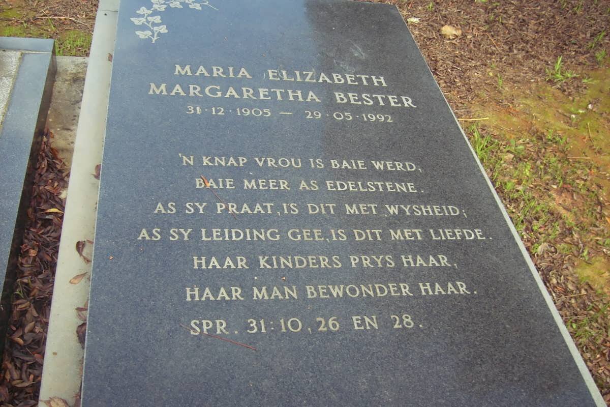 BESTER Maria Elizabeth Margaretha 1905-1992